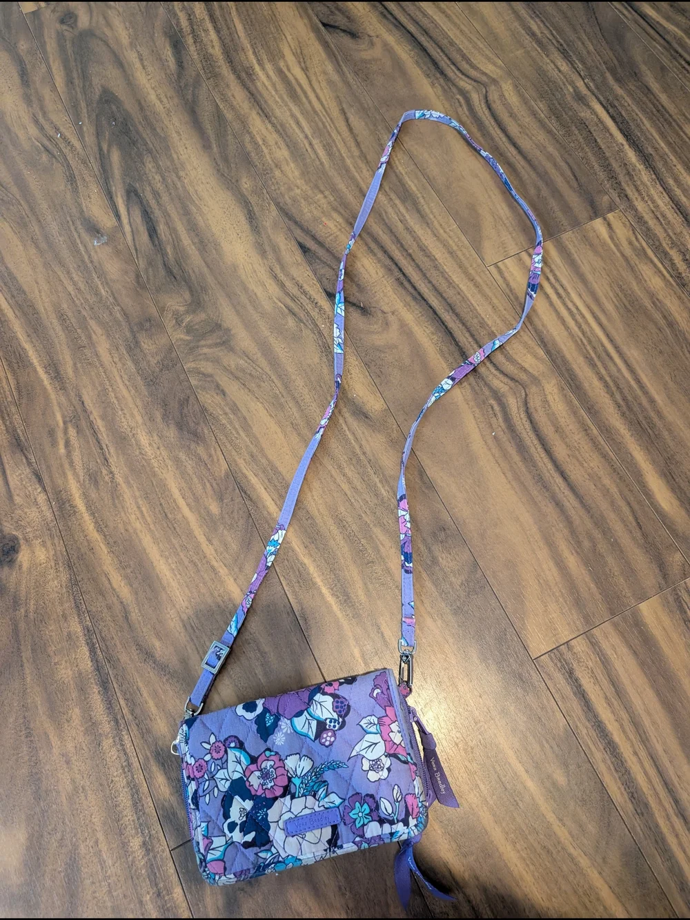 Vera Bradley Lavender Floral Quilted Crossbody Wallet